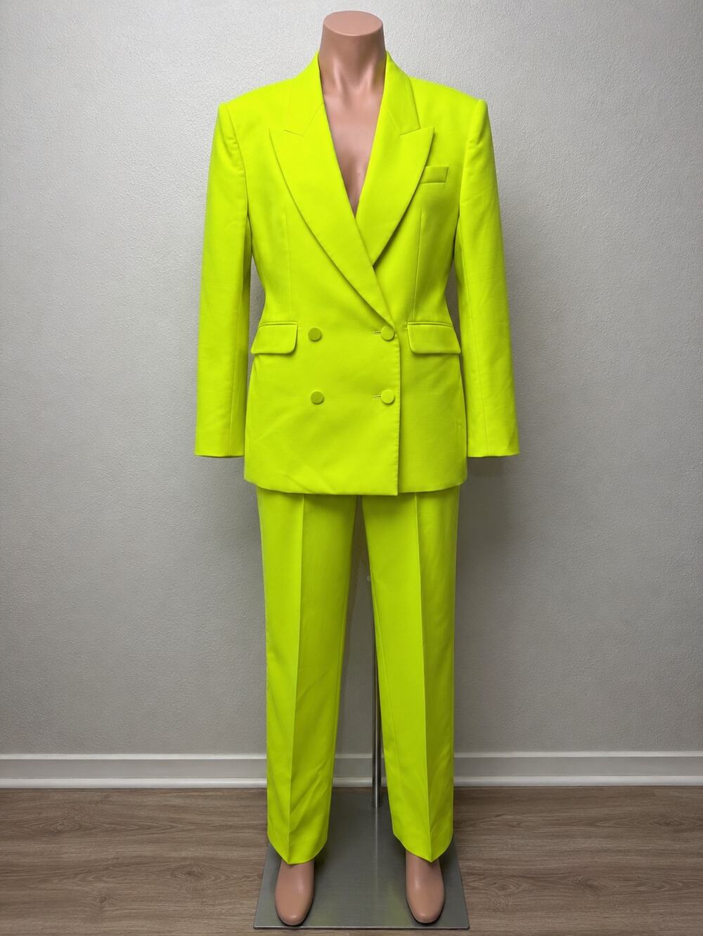 Alexander McQueen Acid Green Neon Suit Blazer & Pants Women's US 14